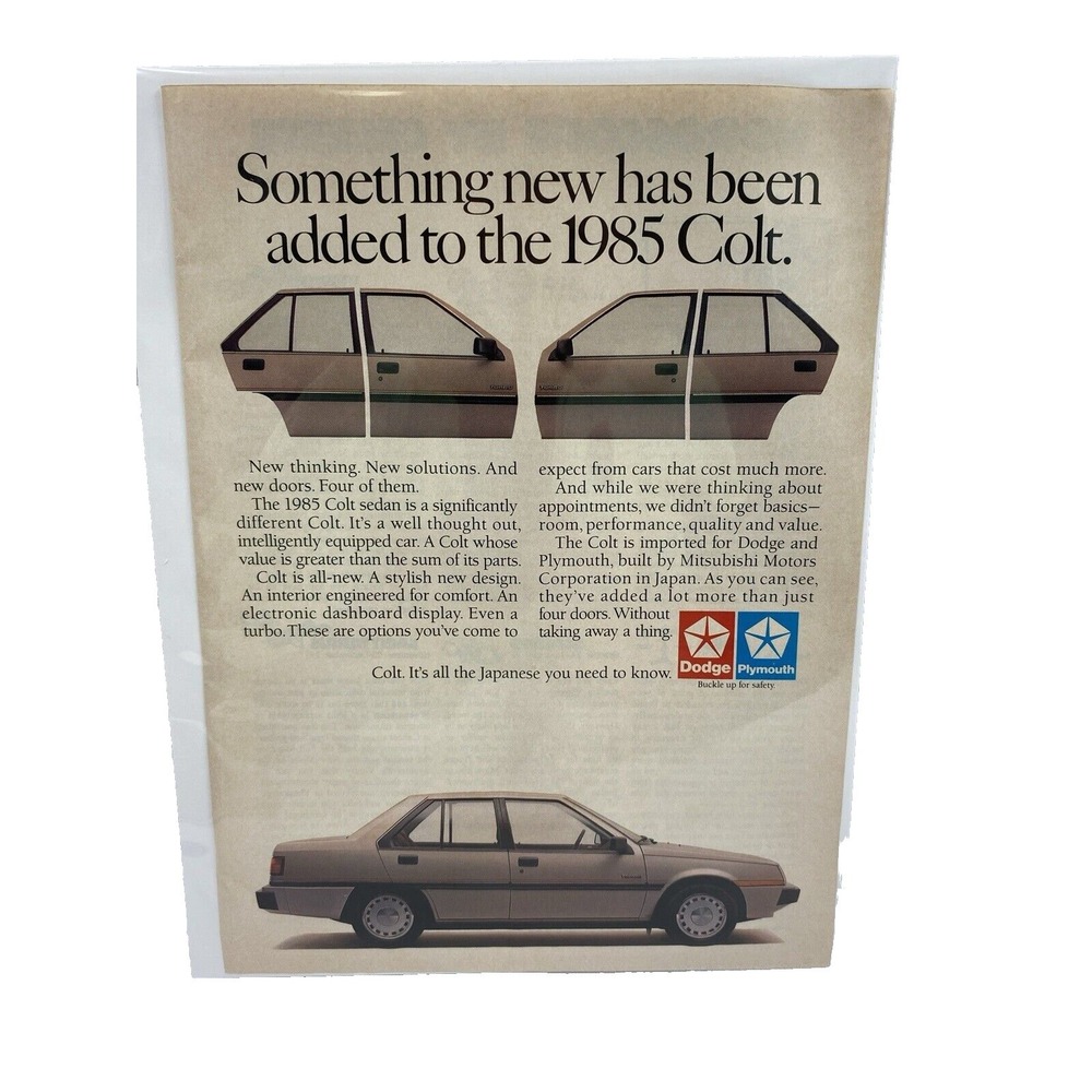 Vintage 1985 Print Ad Colt Car Genuine Magazine Advertisement Ephemera